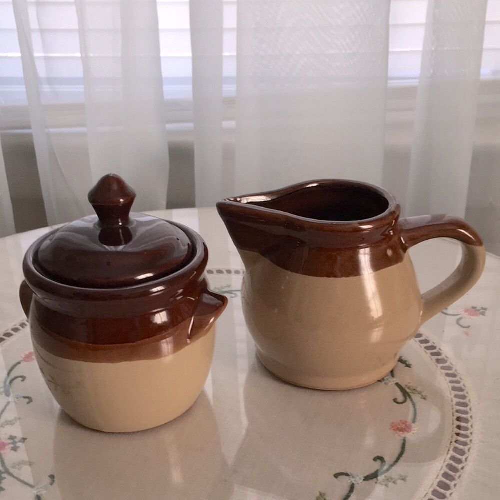 Vintage cream and sugar bowl with lid.